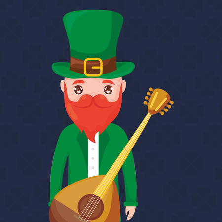 leprechaun saint patrick with mandolin vector illustration designのイラスト素材