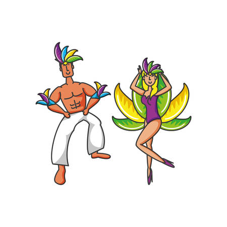 couple brazilian dancers character vector illustration designのイラスト素材