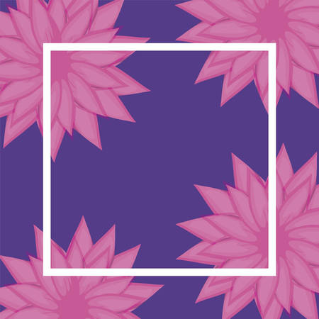 pattern of flowers and square frame vector illustration designのイラスト素材