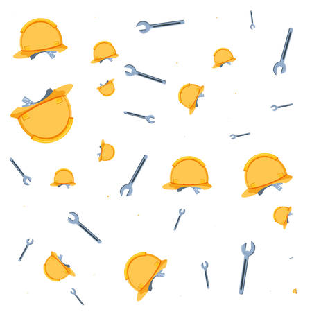 pattern of helmets construction with wrenches vector illustration designのイラスト素材