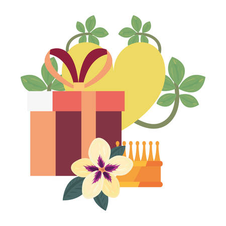 gift box flowers romantic vector illustrationのイラスト素材