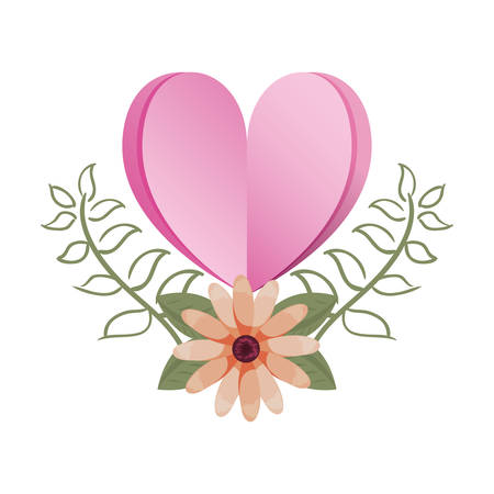 love romantic heart flowers decoration vector illustrationのイラスト素材