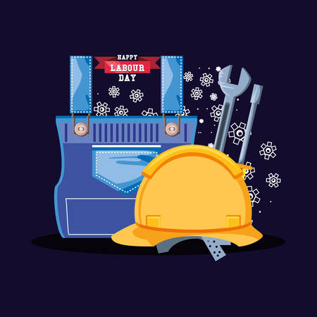 happy labour day with security helmet and icons vector illustration designのイラスト素材
