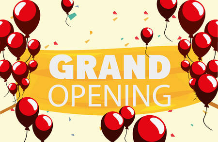 commercial grand opening balloons decoration vector illustration designのイラスト素材