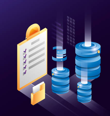 computer disks with data center icons vector illustration designのイラスト素材