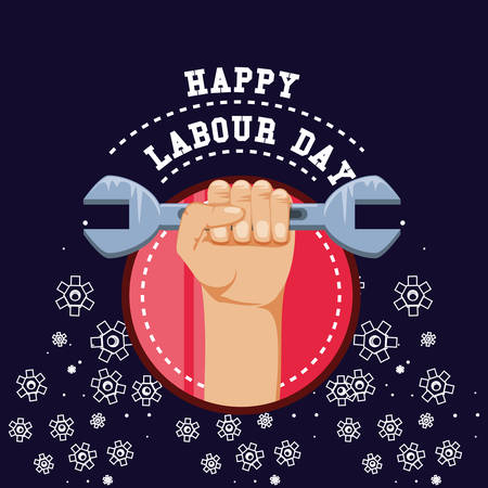 happy labour day with hand fist vector illustration designのイラスト素材