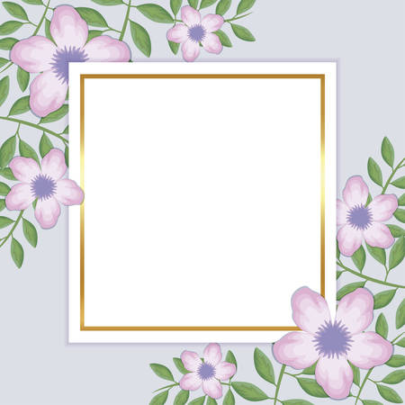 frame square with flowers decoration vector illustration designのイラスト素材