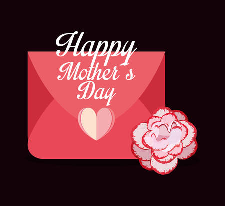 happy mothers day mail flower heart celebration vector illustrationのイラスト素材