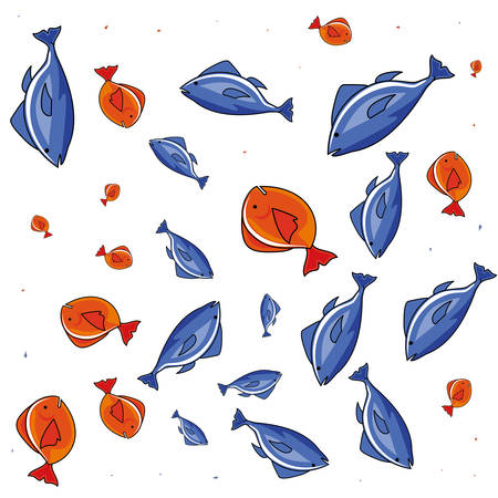 fresh fish food pattern vector illustration designのイラスト素材