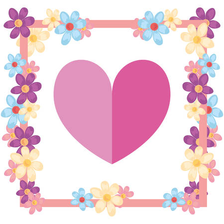 love romantic heart flowers decoration vector illustrationのイラスト素材