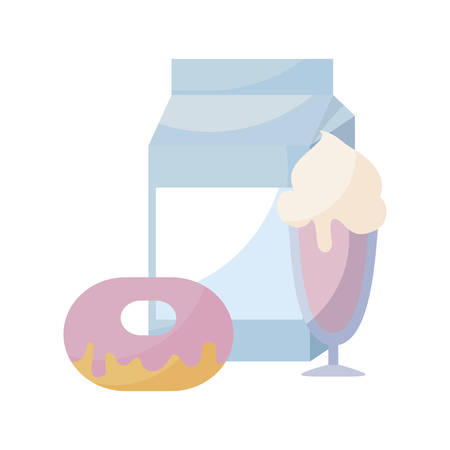 donut with box milk and ice cream in cup vector illustration designのイラスト素材