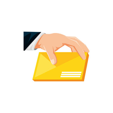 hand with envelope mail isolated icon vector illustration designのイラスト素材