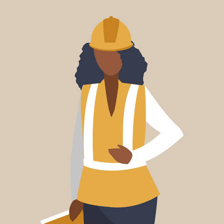 female industrial black worker character vector illustration design