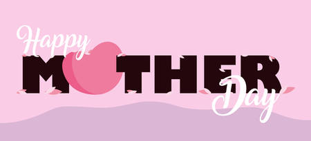 happy mother day card with heart love vector illustration designのイラスト素材