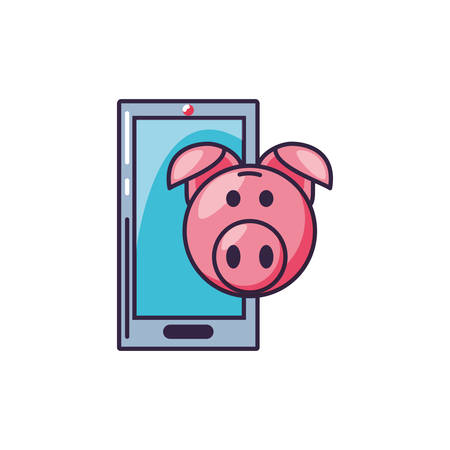 smartphone device with piggy bank vector illustration designのイラスト素材