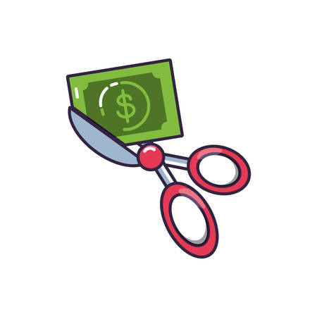 scissors tool with bill dollar vector illustration designのイラスト素材