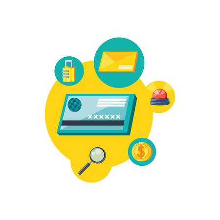 credit card with security icons vector illustration designのイラスト素材