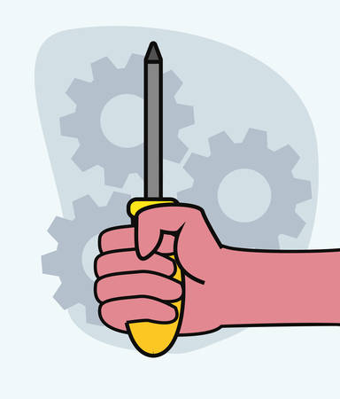 hand holding screwdriver vector illustrationのイラスト素材