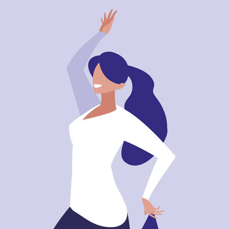 young woman dancing character vector illustration designのイラスト素材
