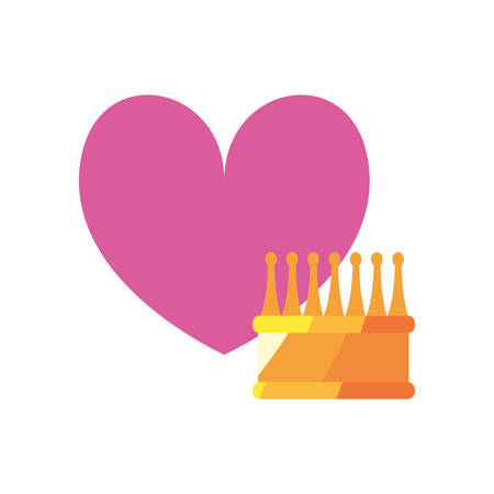 love romantic heart crown vector illustration designのイラスト素材