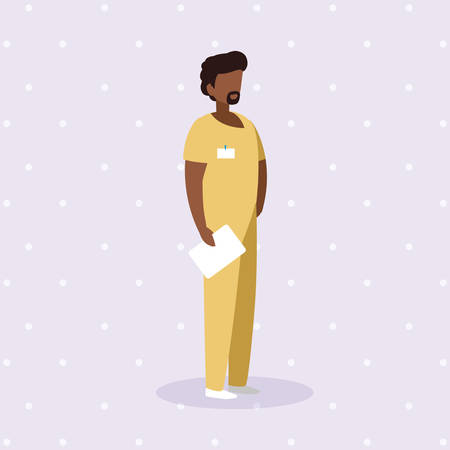 black male medicine worker with uniform vector illustration designのイラスト素材