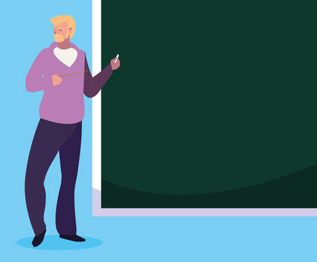 teacher male with chalkboard character vector illustration designのイラスト素材