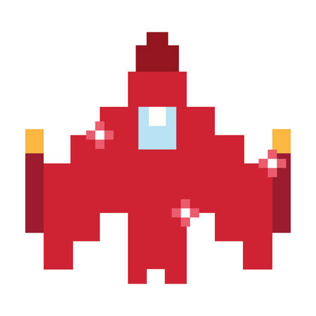 rocket spaceship video game retro vector illustration designのイラスト素材