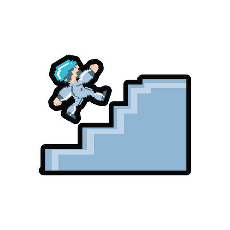 video game avatar pixelated in stairs vector illustration designのイラスト素材