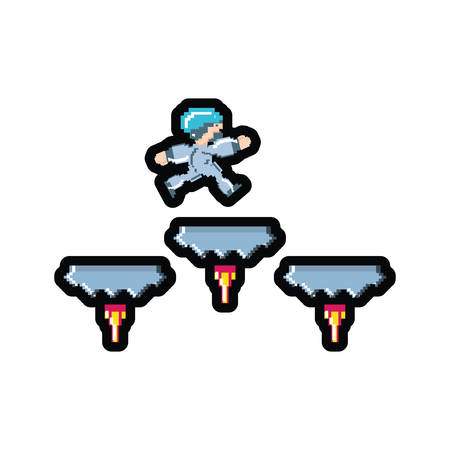 video game jumping avatar pixelated vector illustration designのイラスト素材