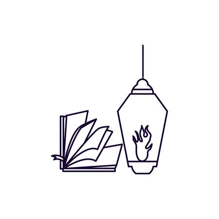 Ramadan Kareem lamp with koran book vector illustration designのイラスト素材