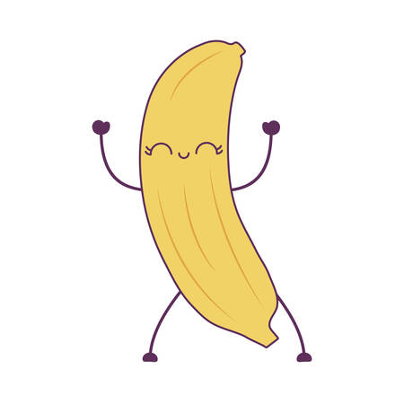 fresh banana fruit kawaii character vector illustration designのイラスト素材