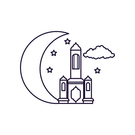 mosque castle at night ramadan kareem vector illustration designのイラスト素材