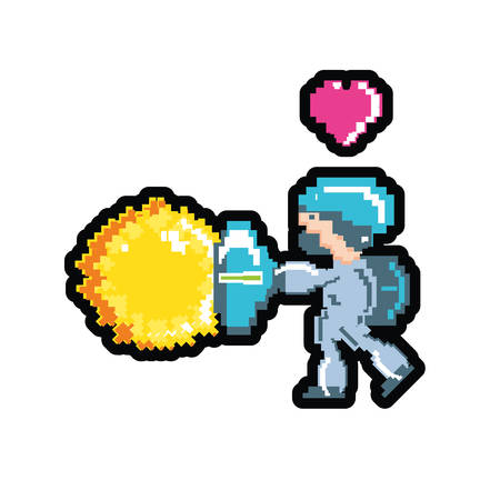 video game avatar pixelated with heart vector illustration designのイラスト素材