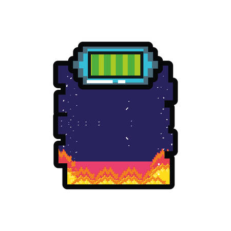 battery power video game stage scene pixelated vector illustration designのイラスト素材