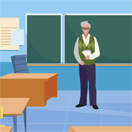 teacher male with documents in the classroom vector illustration designのイラスト素材