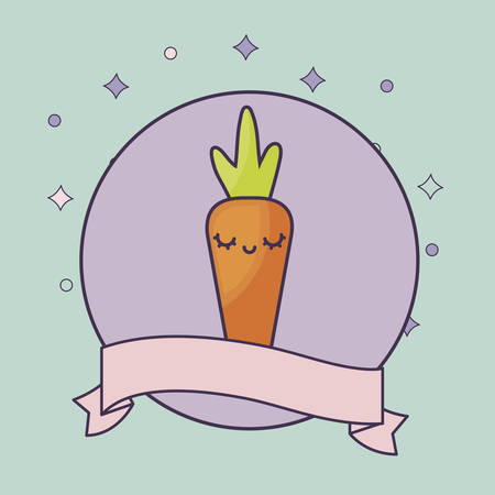 fresh carrot vegetable kawaii with ribbon vector illustration designのイラスト素材