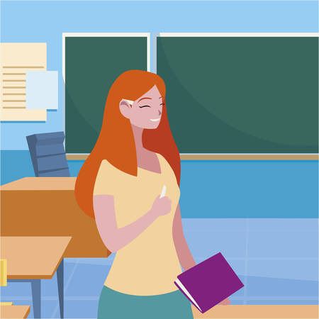 female teacher in the classroom character vector illustration designのイラスト素材