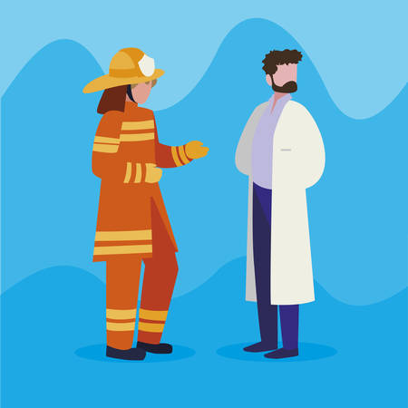 couple of professional workers characters vector illustration designのイラスト素材