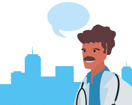 doctor speech bubble labour day vector illustrationのイラスト素材