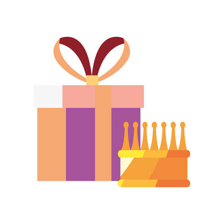 gift box crown surprise on white background vector illustrationのイラスト素材