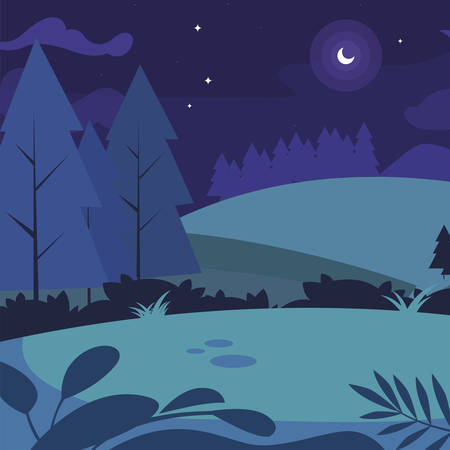 camp scene at night vector illustration designのイラスト素材