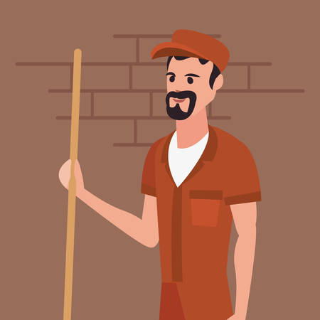 street sweeper profession labour day vector illustration designのイラスト素材