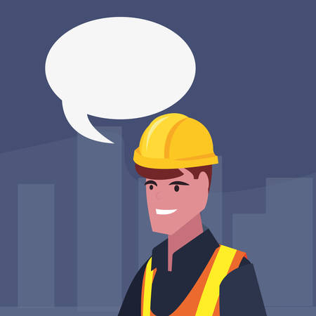 builder speech bubble labour day vector illustrationのイラスト素材
