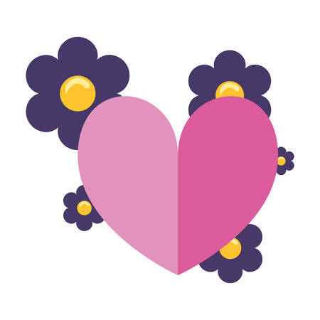 love romantic heart flowers decoration vector illustrationのイラスト素材