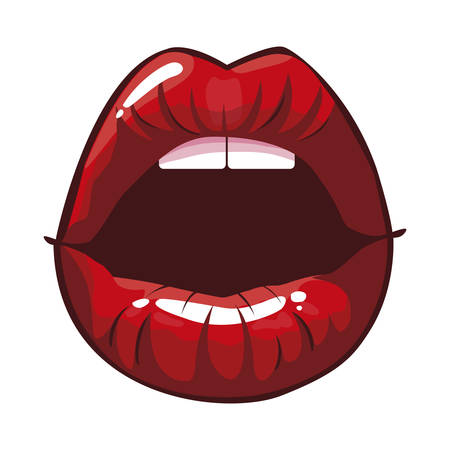 sexy female lips pop art style vector illustration designのイラスト素材