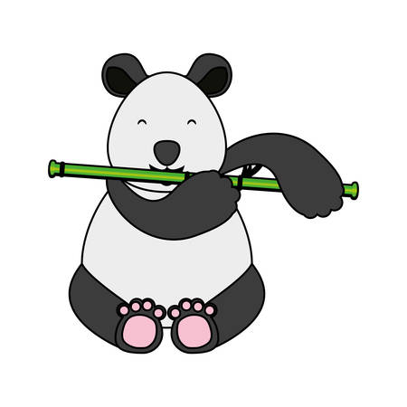 bear panda animal with bamboo icon vector illustration designのイラスト素材
