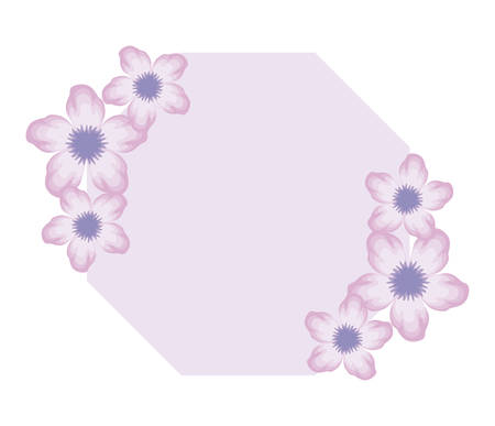 frame with beautiful flowers nature vector illustration designのイラスト素材