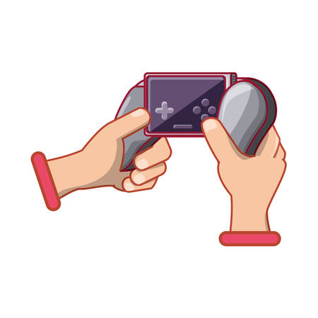 hands with control video game isolated icon vector illustration designのイラスト素材