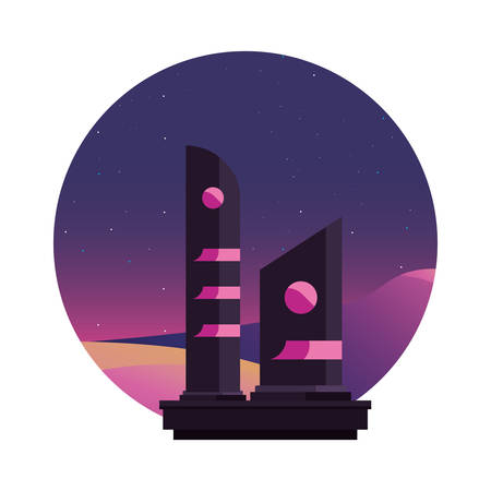 futuristic building abstract modern style vector illustrationのイラスト素材