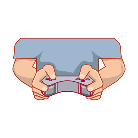 hands with control video game isolated icon vector illustration designのイラスト素材
